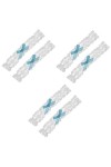 Garneck 4 Pièces De Mariée Dentelle Legband Fleurs Décoration Blanc Porte-Jarretelles Blanc Décor De Mariage Mariée Dentelle 