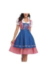 Robe élégante pour fête de la bière, Dirndl, robe de renaissance, robe vintage, pour carnaval, cosplay, fête, bleu, XL