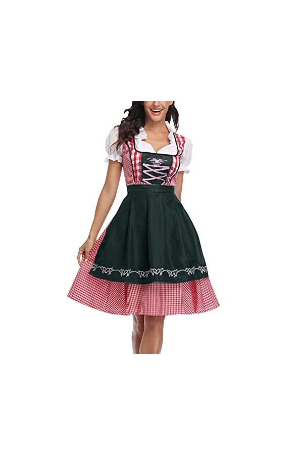 Robe élégante pour fête de la bière, Dirndl, robe de renaissance, robe vintage, pour carnaval, cosplay, fête, bleu, XL