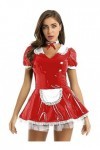 Alvivi Uniforme De Soubrette Française Femme Robe Similicuir Wetlook Déguisement Serveuse Femme De Ménage Costume Halloween C