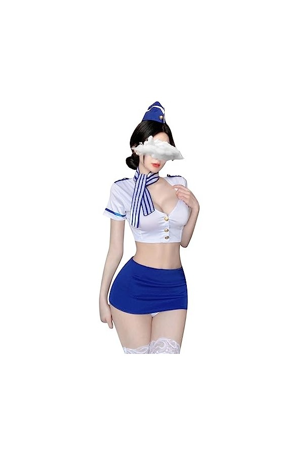 QNCLO Robe de cosplay pour femme - Robe détudiante - Robe ouverte - Costume de dessin animé mignon bleu 1, grande taille 