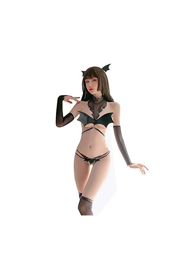 SINMIUANIME Ensemble de lingerie pour femme - Démon - Jeu de rôle Lolita anime - Lingerie - Costume charmant bikini - Déguise