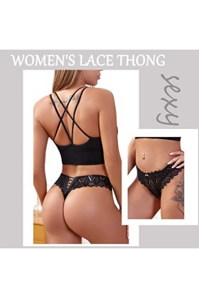 HMLOPX Daily Wear String en Dentelle for Femme Sexy T Back sous-vêtement Respirant Stretch No Show Culotte Lot de 4 Color : 