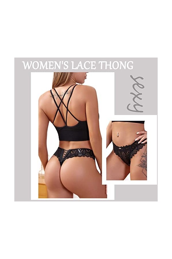 HMLOPX Daily Wear String en Dentelle for Femme Sexy T Back sous-vêtement Respirant Stretch No Show Culotte Lot de 4 Color : 
