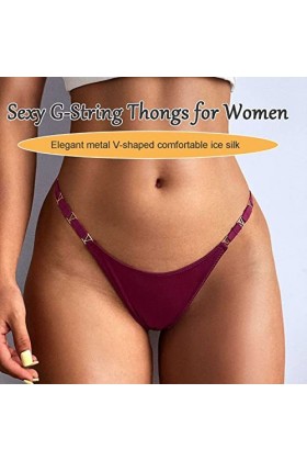 HMLOPX Daily Wear Sexy G-String Strings for Femmes Pack Ice Silk Culotte Taille Basse sous-vêtements T Back Slip 3 Pack Colo