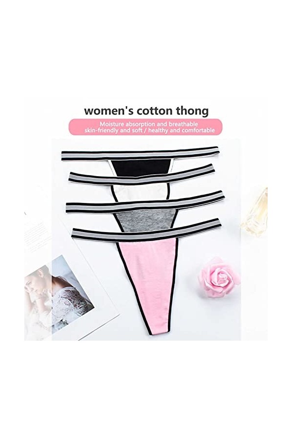 Daily Wear Lot de 6 Strings String for Femme en Coton Stretch T-Back Tangas Culotte Taille Basse Color : Combo 1, Size : L/L
