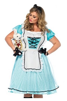 Leg Avenue- Tea Time Alice Adult Sized Costumes, 85597X-05908-3X4X-BlueWhite, Bleu Blanc, 3X-4X EUR 54-58 