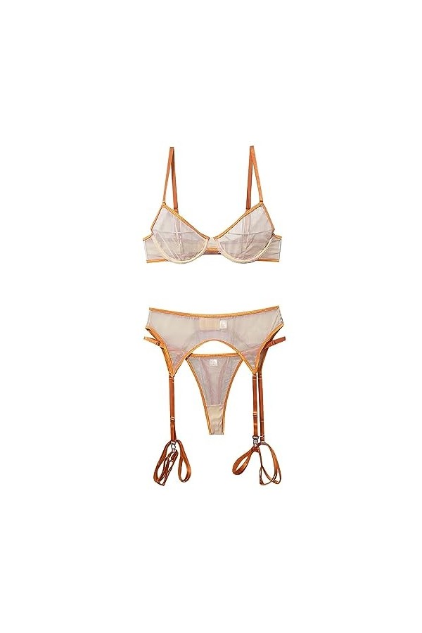 Combinaison ultra fine sexy en maille avec bretelles transparentes et lingerie sexy, bleu, L