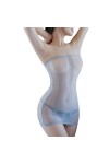 ZTIANEF Costumes Sexy Femme Lingerie Sexy Robe De Nuit Transparent Stripe Robe Moulante Sheer Vêtements De Nuit,Gris,Taille U