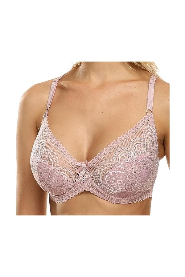 LoriEr Lingerie Sexy pour Femme en Dentelle Transparente Respirante Non rembourrée,avec Armatures sans Doublure Sexy Black 85