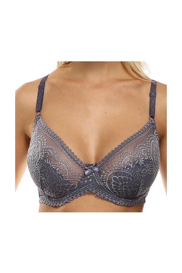 LoriEr Lingerie Sexy pour Femme en Dentelle Transparente Respirante Non rembourrée,avec Armatures sans Doublure Sexy Black 85