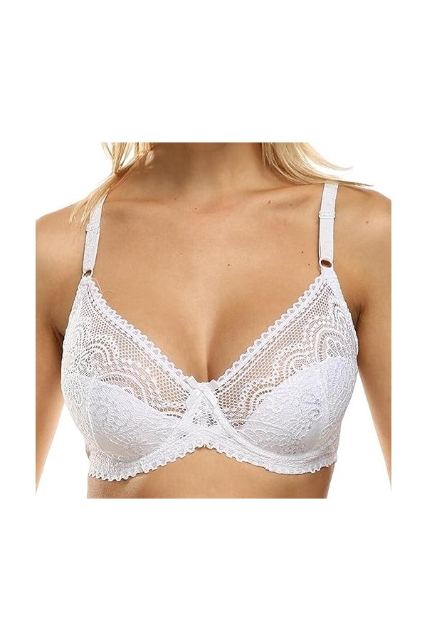 LoriEr Lingerie Sexy pour Femme en Dentelle Transparente Respirante Non rembourrée,avec Armatures sans Doublure Sexy Black 85