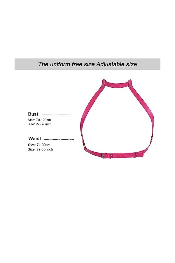 Harnais de corps en cuir pour femme - Soutien-gorge - Chaîne de corps - Rave - Discothèque - Goth - Accessoires de corps régl