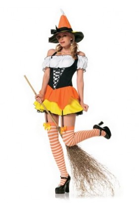 Leg Avenue Costume Epouvantail Orange/Blanc/Noir Large