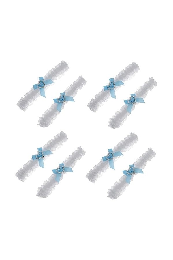 minkissy 8 Pièces Bandeau De Mariée en Dentelle Porte-Jarretelles en Dentelle Porte-Jarretelles De Mariée Arc Jarretière Femm