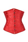 EshAls Corset gothique en satin sous la poitrine pour femme - Corset bustier amincissant - Lingerie grande taille - Rouge - 3