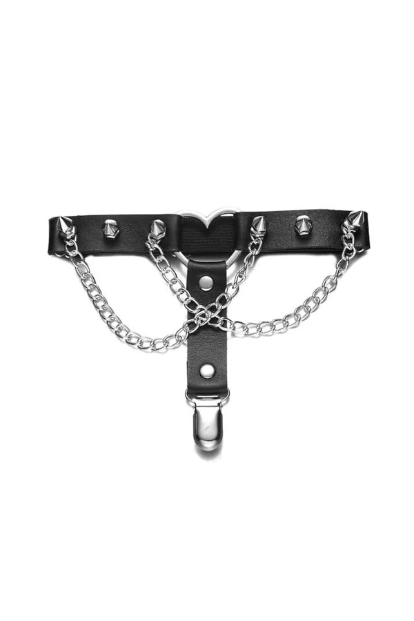 Harnais de jambe en cuir&nbsp;&nbsp;&nbsp;élastique à pointes, chaîne de jambe Sexy pour femmes et filles, gothique, cœur, cuisse, jarretell