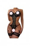 Fulidngzg Body sexy pour femme - Érotique - Entrejambe ouvert - Nuisette ouverte - Sous-vêtements sexy - Tenue moulante SM - 
