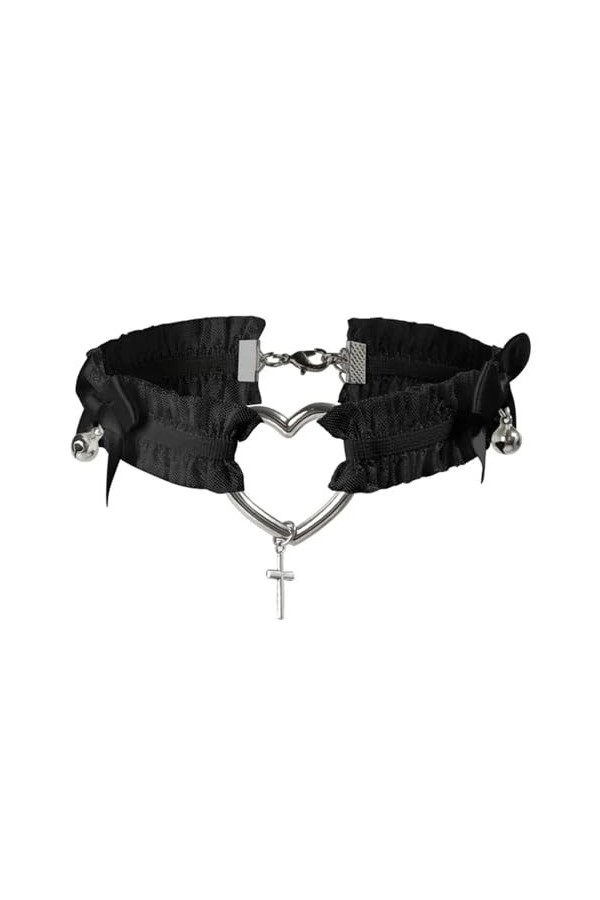 Porte-jarretelles gothique en dentelle, avec nœud papillon en forme de cœur, élastique, ras du cou, anneau de jambe, accessoi