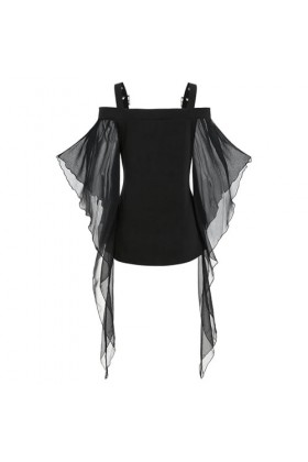 WSZJLN Costumes européens et américains Halloween sorcière Porte-Jarretelles irrégulier Coupe ajustée col Une Ligne Porte-Jar