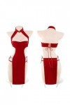 HUANKA Sexy Anime Lingerie Bandage Temptation Side Slit Chinese Qipao Traditional Dress for Women Retro Velvet Cheongsam Nigh