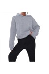 Sweat à capuche à manches longues pour femme - Col rond - Tenue 2 pièces - Survêtement de sport - Manches longues - Style déc