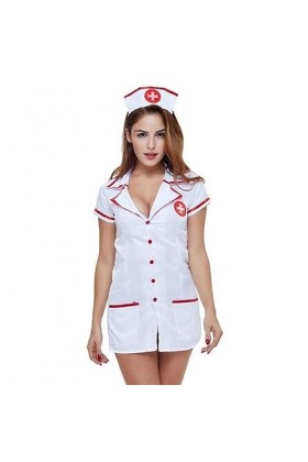SHANHE Femmes Robe Sexy Cosplay Infirmière Lingerie Costumes coquins Col en V avec Chapeaux Vêtements de Nuit Féminins Vêteme