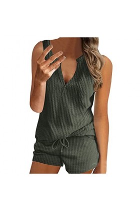 TWIOIOVE Pyjama Femme Noël Soie Comme Pyjamas Femmes Été Multicolore Combinaison Sexy Vêtements de Nuit Ensemble Femmes, vert