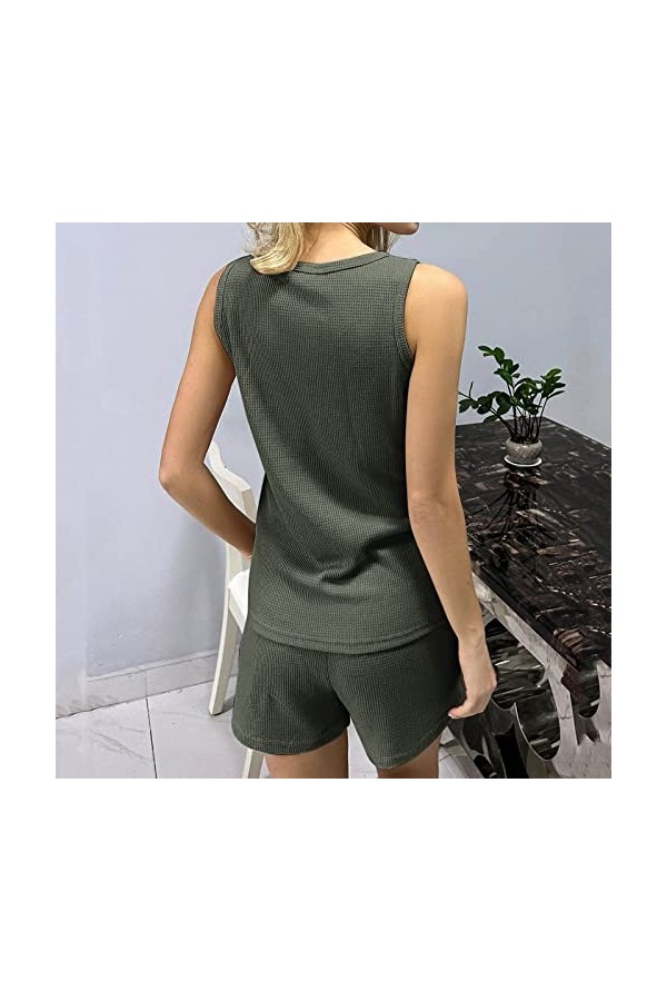 TWIOIOVE Pyjama Femme Noël Soie Comme Pyjamas Femmes Été Multicolore Combinaison Sexy Vêtements de Nuit Ensemble Femmes, vert
