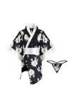 Temptshow Costume kimono japonais sexy pour femme, geisha, robe de bain, cosplay, chemise de nuit, noir 1, taille unique