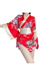Temptshow Lingerie kimono sexy pour femme - Robe de chambre coquine - Cosplay - Yukata - Jaune 1 - Taille 00-1 Plus petite