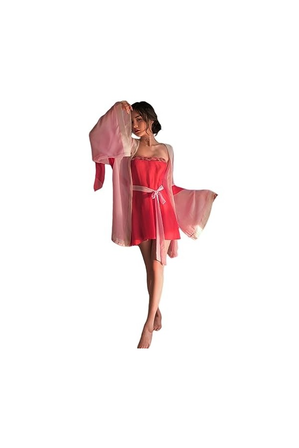 Temptshow Lingerie kimono sexy pour femme - Robe de chambre coquine - Cosplay - Yukata - Jaune 1 - Taille 00-1 Plus petite