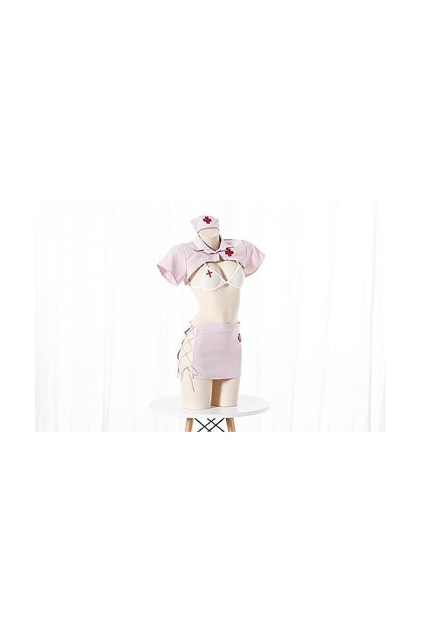 Générique Costume Cosplay Sexy Femme, Ensemble Lingerie Jeu de Rôle, Body Babydoll Sous-Vêtements Uniforme Infirmière 8537 