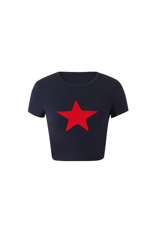 Vêtements pour Femmes Hauts Courts T-Shirts dété Harajuku Style Vintage T-Shirts à Manches Courtes Streetwear-BM