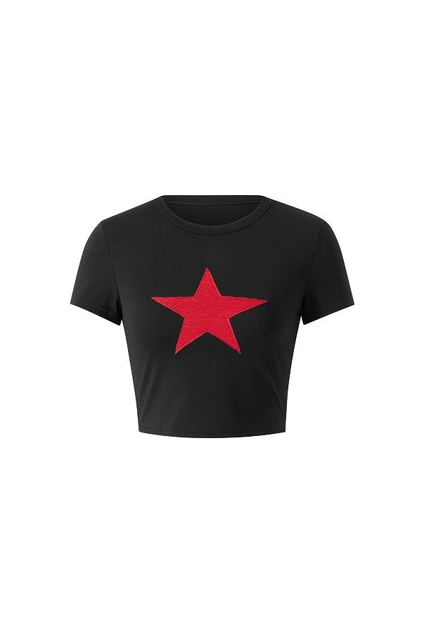 Vêtements pour Femmes Hauts Courts T-Shirts dété Harajuku Style Vintage T-Shirts à Manches Courtes Streetwear-BM