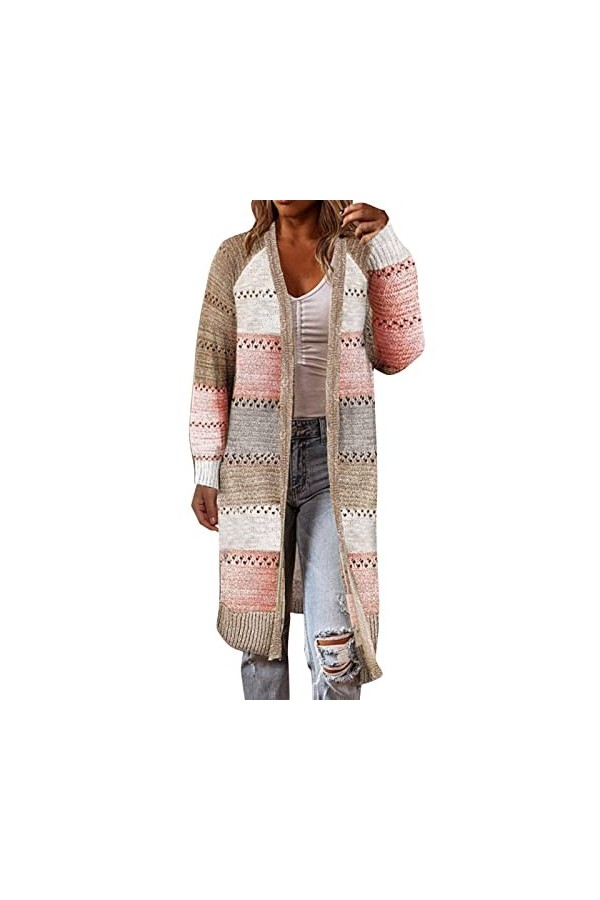 Cardigan ouvert à lavant - Colorblock - Manches longues - Léger - Jaune - S, Noir , S