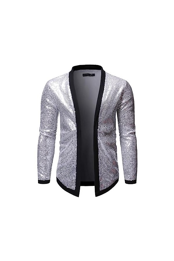 Cardigans à paillettes brillantes pour homme - 7 pièces - Costume de fête disco - Hip Hop - Manches longues - Streetwear - Pu