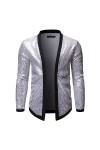 Cardigans à paillettes brillantes pour homme - 7 pièces - Costume de fête disco - Hip Hop - Manches longues - Streetwear - Pu