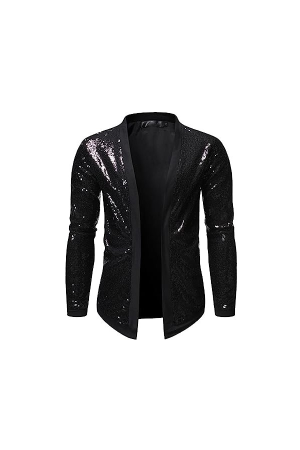 Cardigans à paillettes brillantes pour homme - 7 pièces - Costume de fête disco - Hip Hop - Manches longues - Streetwear - Pu