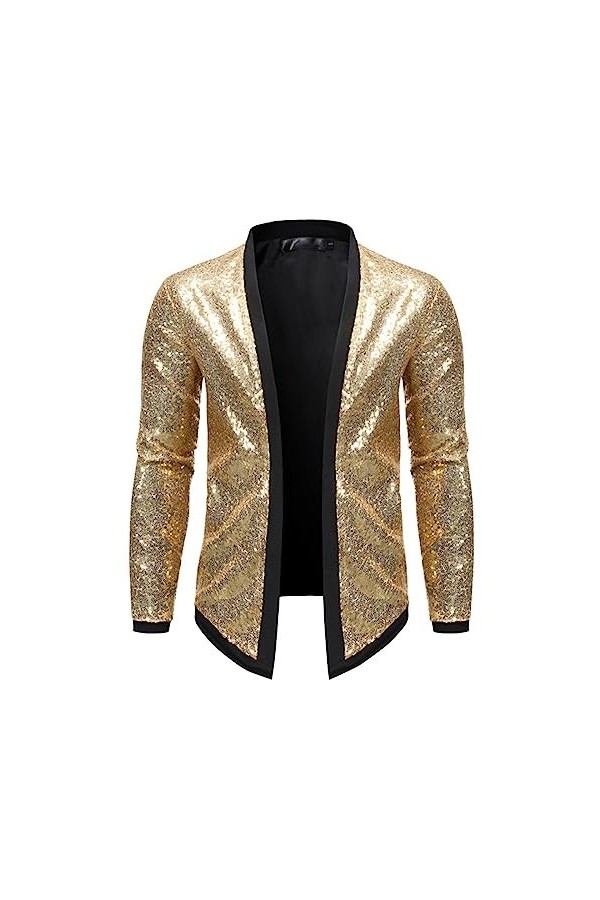 Cardigans à paillettes brillantes pour homme - 7 pièces - Costume de fête disco - Hip Hop - Manches longues - Streetwear - Pu