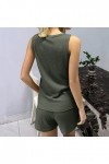 TWIOIOVE Pyjama Femme Noël Soie Comme Pyjamas Femmes Été Multicolore Combinaison Sexy Vêtements de Nuit Ensemble Femmes, vert