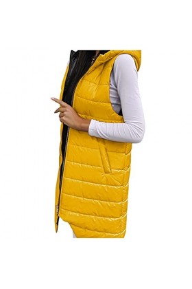 Gefomuofe Veste matelassée légère en duvet pour femme - Veste mi-saison dété - Automne - Sans manches - Veste longue et légè