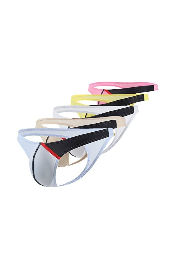 String Homme Sexy Hot Dentelle Slips Boxer 5 Packs pour Hommes Couleur Basse Taille Underpant Bloc Respirable Sexy élastique 