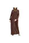 Pyjama en flanelle épaissie pour femme - Manteau long - Homewear - Sexy, café, M