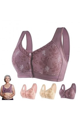 Glamorette Snap Front Bra Older Women, Glamorette Daisy Bra for Seniors, Creative Womens Front Button Cotton Bra, Front Clos
