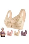 Glamorette Snap Front Bra Older Women, Glamorette Daisy Bra for Seniors, Creative Womens Front Button Cotton Bra, Front Clos