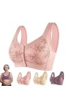 Glamorette Snap Front Bra Older Women, Glamorette Daisy Bra for Seniors, Creative Womens Front Button Cotton Bra, Front Clos