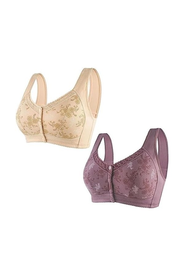 Glamorette Mamie Soutien-Gorge Glamorette Snap Avant Soutien-Gorge Femmes Plus âgées Glamorette Coton Fermeture Avant Soutien