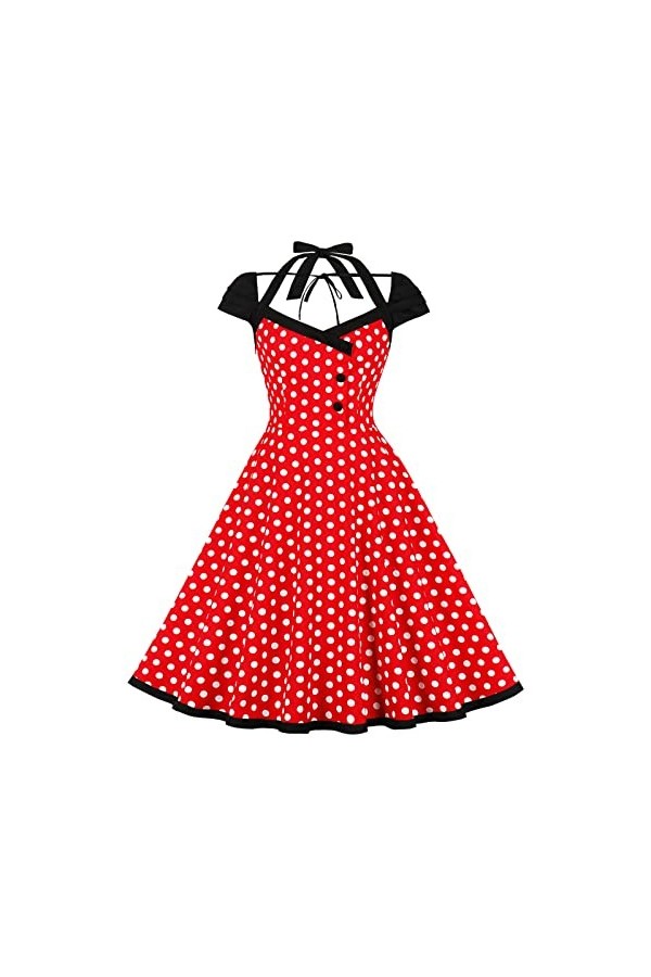 Robe Audrey Hepburn Rétro - Robe Mi-Longue Femme Style Vintage Ceinturée À La Taille À Dos Cosplay Costume Anime pour Les Fem