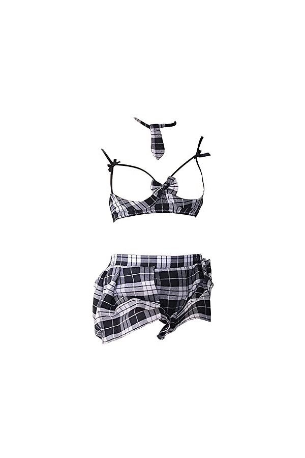 SINMIUANIME Tenues décolière sexy pour femme - Jupe plissée à carreaux - Pour costumade - Uniforme décolière JK 6912 viole